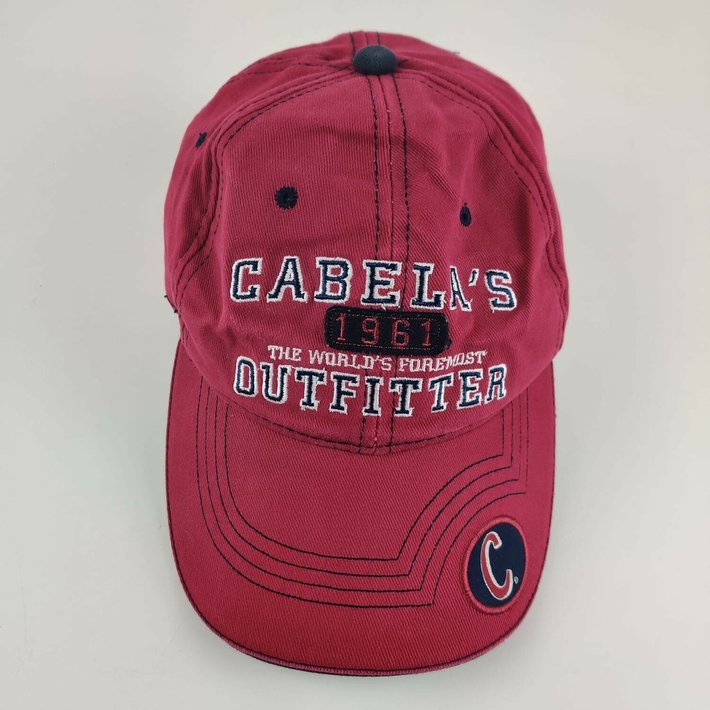 Cabela's Outfitter Worlds Foremost Ball Red and Blue Cap Hat Adjustable Baseball
